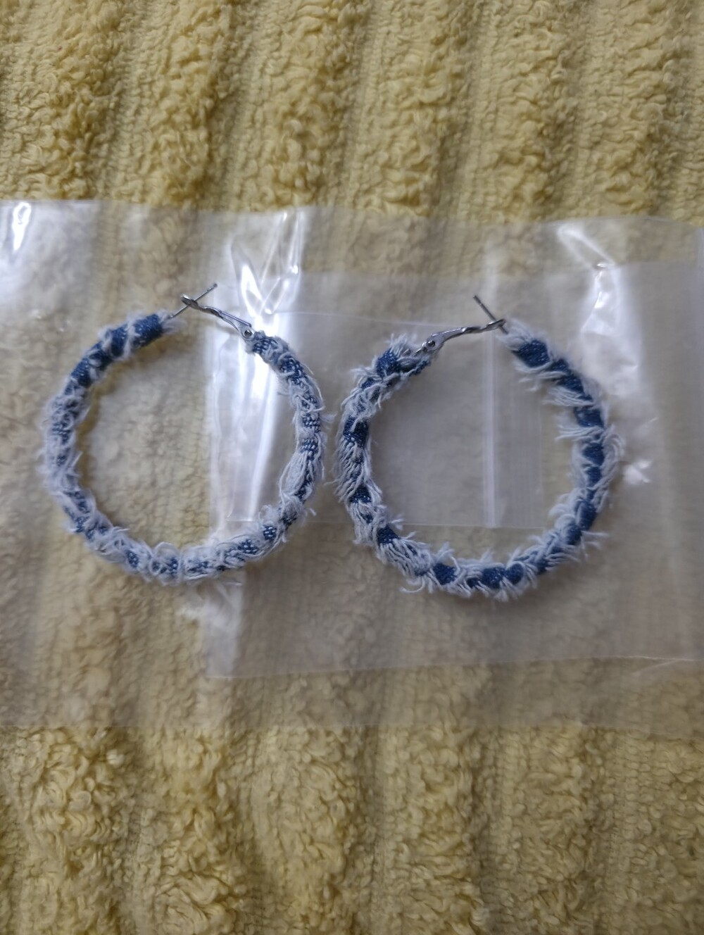 Blue and White Wrapped Hoop Earrings - Women Accessories